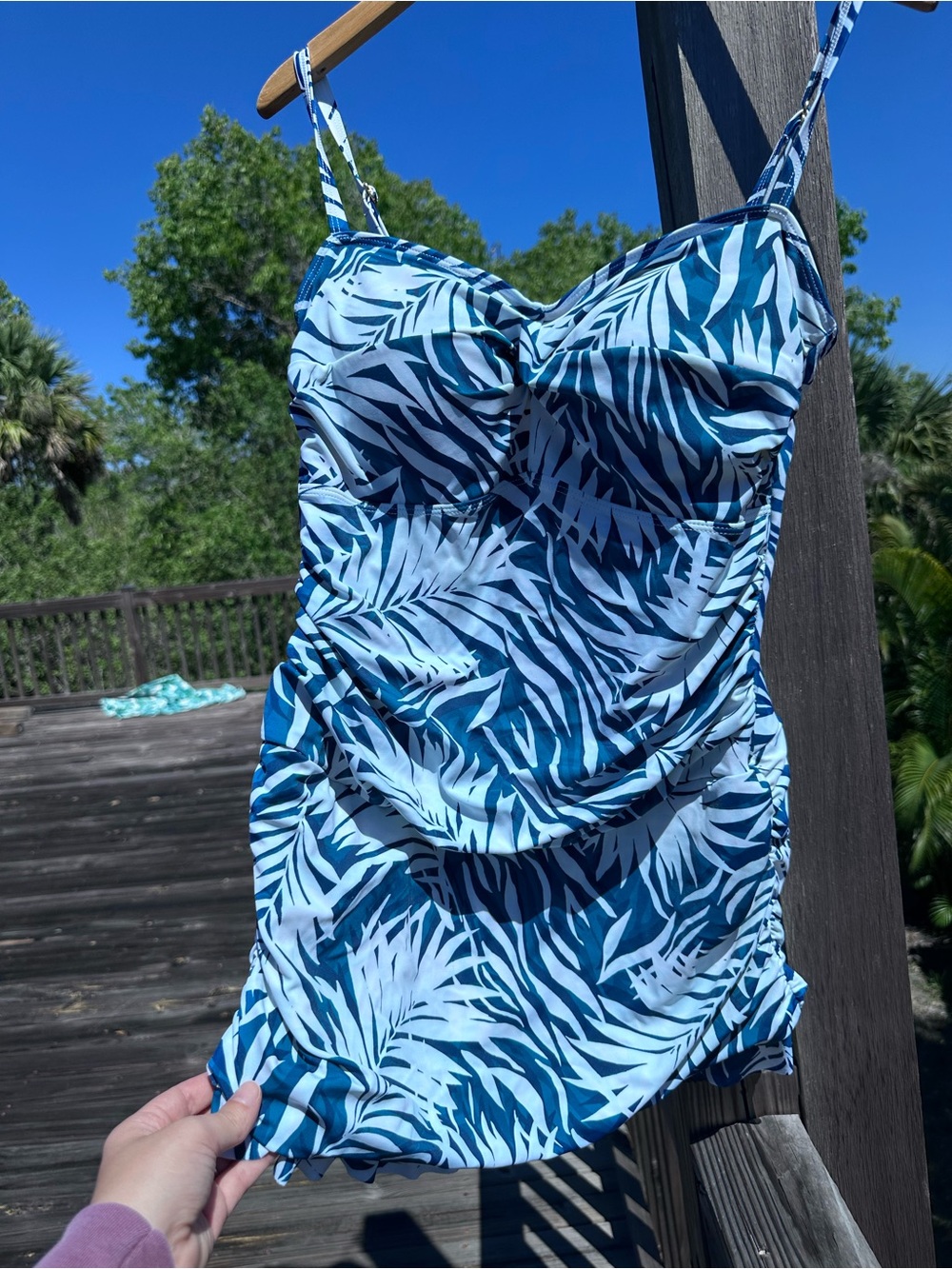 Belle by Kim Gravel x Swimsuits. Tropical Leaf One-Piece Swimsuit with Cups!